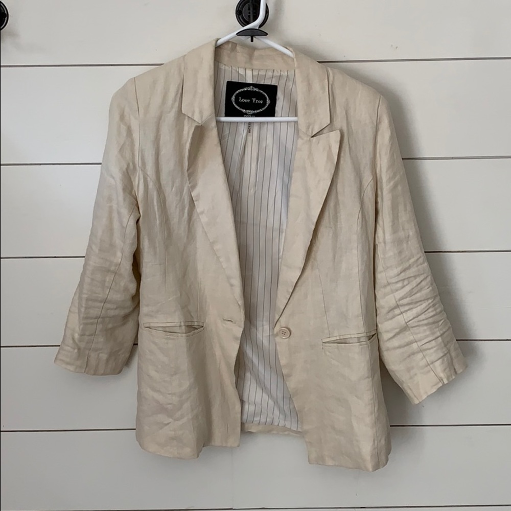 Linen blazer tan MEDIUM